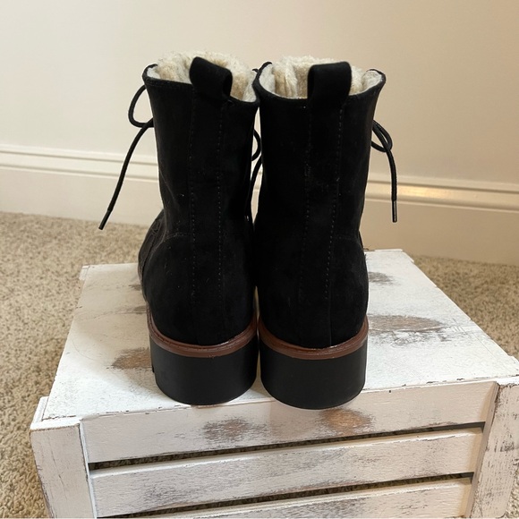 Cliffs By White Mountain Black Suede Sherpa Lined Hiking Gorpcore Boots - Picture 10 of 15